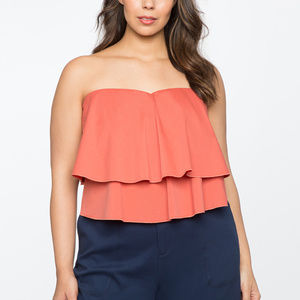 Tiered Sweetheart Neckline Strapless Top